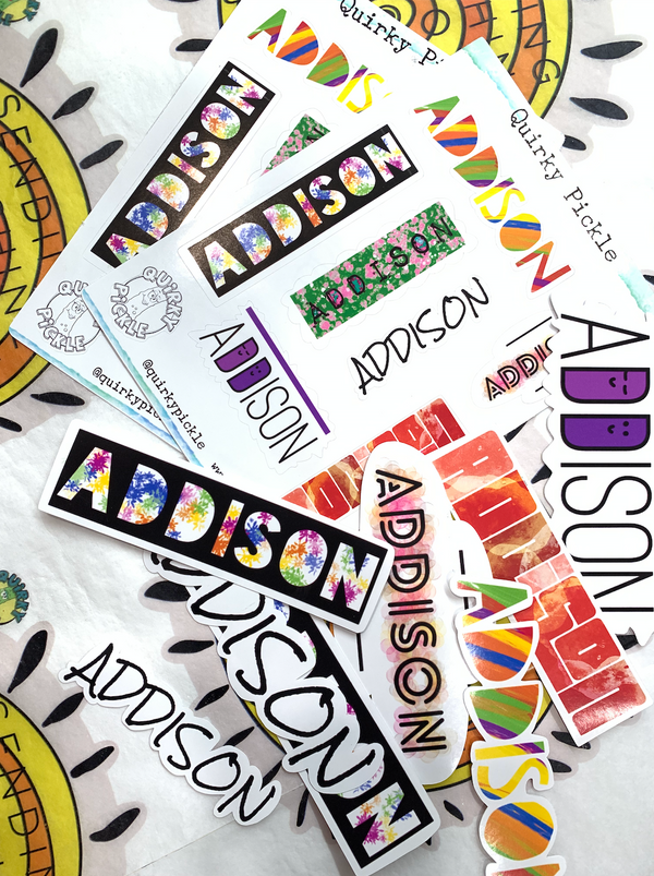 Large Mini Sticker Set of 8 large personalized die cut stickers and 2 mini sheets - custo ...