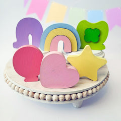 Lucky Charms Decor | Mini Wooden St. Patrick's Day Decor | Holiday Tiered Tray | Table Shelf Accent