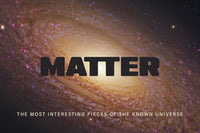 Image of the Andromeda galaxy with the word "Matter" prominently displayed, a monthly science box for the endlessly curious mind
