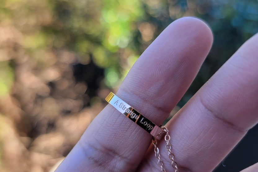 A Strange Loop Broadway Musical inspired engraved Necklace - Inner White Girl - Rose Gold Ring on Chain