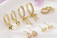 Gold Plated Over Silver CZ Ear Stack Gift Set — 5 Pairs
