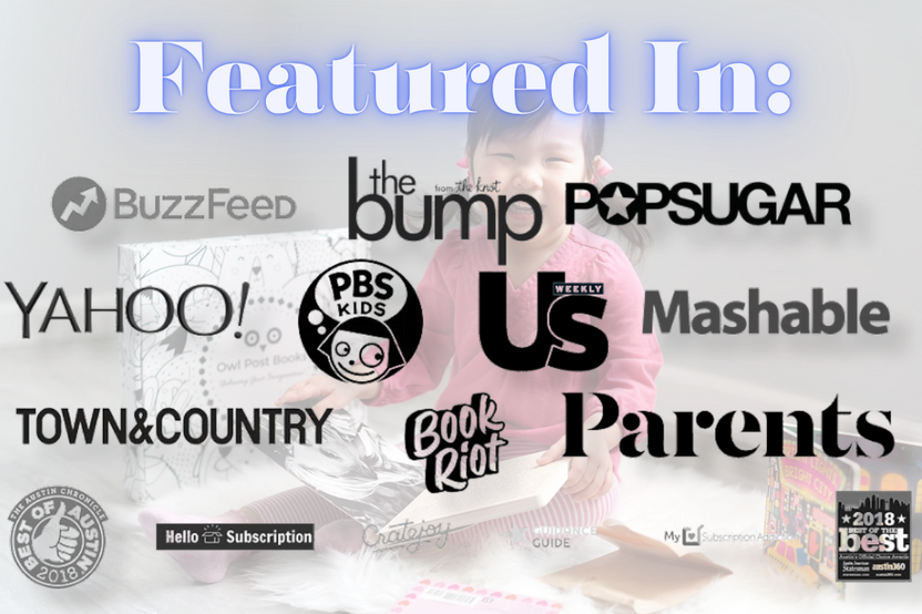 Owl Post Books subscription box featured in Parents, PBS Kids, BuzzFeed, Yahoo, Mashable, and more top media outlets.
