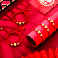 2024 Year of the Dragon: Handcrafted Red Bracelets with Golden Dragon Pendant