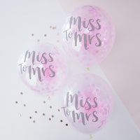 'Miss to Mrs' Pink Confetti Hen Party Balloons