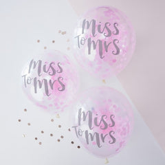 'Miss to Mrs' Pink Confetti Hen Party Balloons