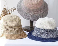 Monaco Cream Rose Ombré Ribbon Bow Straw Hat, Group Wedding and Anniversary Gift Hat, Mother's Day Gift