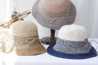 Monaco Cream Rose Ombré Ribbon Bow Straw Hat, Group Wedding and Anniversary Gift Hat, Mother's Day Gift