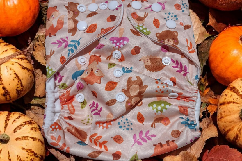 Bear and fox cloth diaper