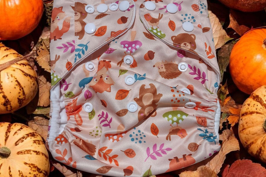 Bear and fox cloth diaper