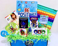 Teen Box  Bubble pop, Be Positive Book, scented Crazy Aaron's Putty, Bubbler, 3-Ring Magnets, DNA Ball, Desk Fidgets, Snapper pen, bead frog