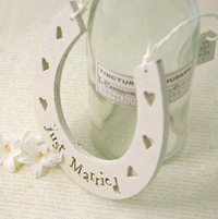 "Just Married" Wooden Horse shoe