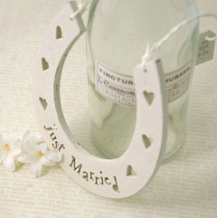 "Just Married" Wooden Horse shoe