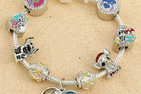 Lilo And Stitch “Party Hardy” 925 Silver Charm Bracelet w/ 9 Sapphire Embellished Charms