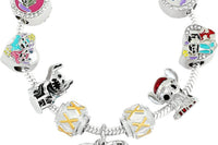 Lilo And Stitch “Party Hardy” 925 Silver Charm Bracelet w/ 9 Sapphire Embellished Charms