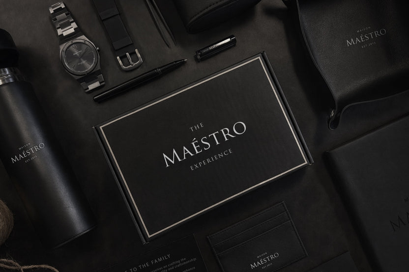 Monthly Maestro box with curated luxury essentials, gift card, and access to exclusive watch giveaways.