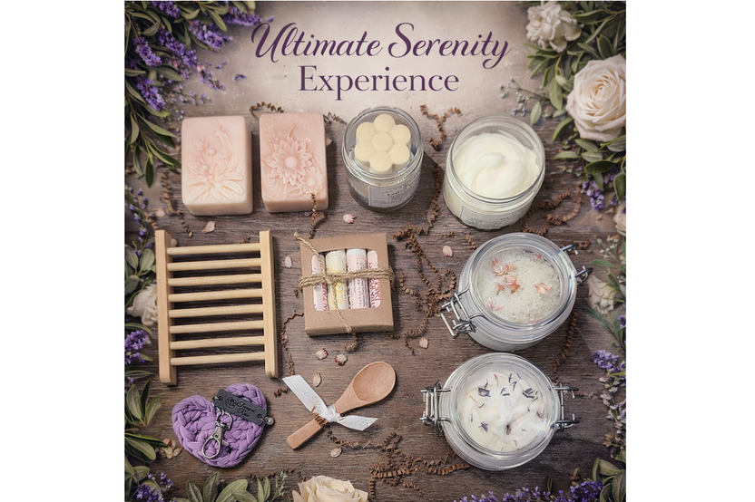 Ultimate Serenity Experience Mother's Day Box.  Natural full size products Soap, Botanical  Skincare gift box. handmade selfcare