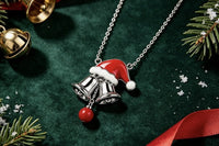Silver Bells Santa Hat Pendant Necklace