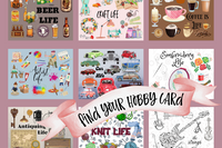 Our shop has a hobby postcard for just about any hobby you can think of.  Your monthly box will always contain at least one hobby card.