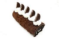 Cookies & Cream Swiss Roll : velvety chocolate sponge rolled with cookies & cream filling, rich, smooth, and nostalgic.