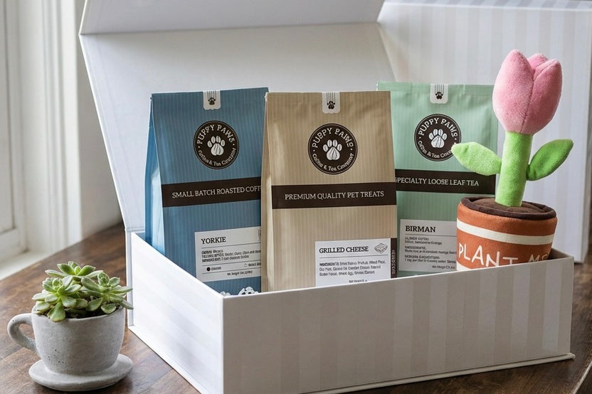 Brews for Rescues - Coffee & Tea Box
One 12oz bag of coffee
One bag loose leaf tea
One Large bag pet treats
One Dog Toy
Gift for Human