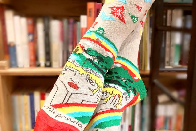 A Book Lovers Dream Sock with Butterflies from the Sock Panda (Women Sized)