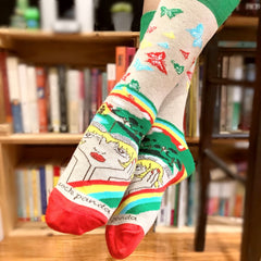 A Book Lovers Dream Sock with Butterflies from the Sock Panda (Women Sized)