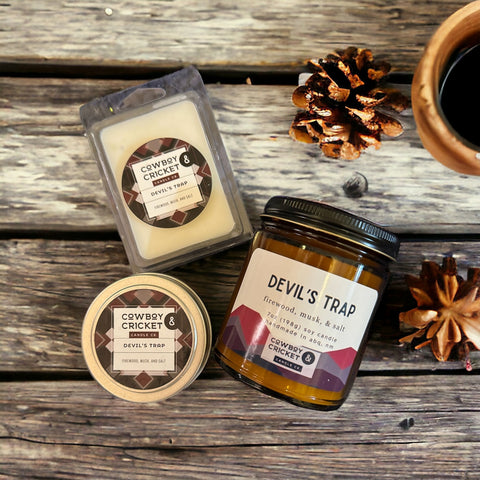 Devil's Trap Candles and Melts - Firewood, Musk, & Salt - Supernatural Inspired