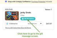 Edit Gift Options button takes you to the gift message screen