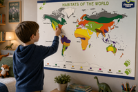 Explore habitats around the world! Track your animal adventures on a colorful map and discover where amazing creatures call home.