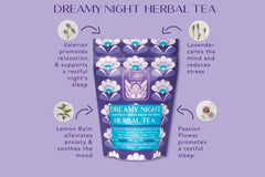 Give the Tea Lover in your life the gift of Laki's Dreamy Night Herbal Tea Gift Set - featuring our calming artisan tea blend.
