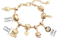 Vintage Kitty Charm Bracelet with Cupcake and Teapot / Cute and Collectible Jewelry