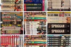 This photo shows examples of different types of manga. Not all manga in the photo is available for the box, but this is a sample.