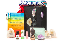 Gracefully crafted divine mindful meditation box of crystals, home decor designed to enhance tranquility, focus, and spiritual awareness