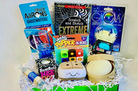 Crazy Aaron's putty, Scratch and Sketch Extreme book, Glow stars, popper blocks, Squishables, Squish Dumpling, Snowball Needoh, bubbler