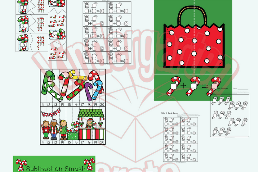 Candy Cane Math and Literacy Centers (Digital Add On)