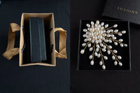Festive Christmas Brooch Gift Set.Holiday Collection with Tree, Hat, Gloves and Reindeer in Gift Box