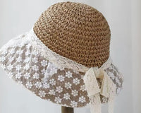 Monaco Cream Rose Ombré Ribbon Bow Straw Hat, Group Wedding and Anniversary Gift Hat, Mother's Day Gift