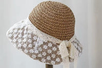 Monaco Cream Rose Ombré Ribbon Bow Straw Hat, Group Wedding and Anniversary Gift Hat, Mother's Day Gift