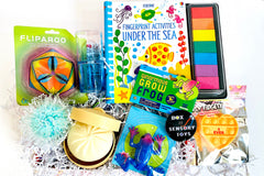 Fingerpainting Usborne Book, Liquid Bubbler, Dumpling Squish, Grow Frog, Top Trendz Bubble Pop Heart, Magnetic Fliparoo, Sea Anemone