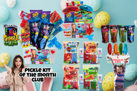 Food Crush Pickle Kit Of The Month Club-DIY Candy Pickle Kits for Teens & Kids -New Flavors and themes each month. Viral Social Media Trend & Totally Addictive! (Chamoy Pickle Kit, Blue Raz, Tigers Blood, Grape with Mexican Candy)