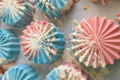 Bomb Pop Bath Bomb behind-the-scenes detail from Wild Hare Apothecary August Bath Bomb Subscription Box on Cratejoy