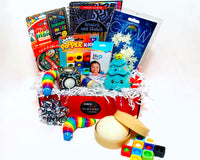 Paint by Sticker Book, Wally Crawlys, Sugar Squish, Twinkie, LED ball, Spiral liquid timer, Thinking Putty, Tangle, butter putty, Bead balls