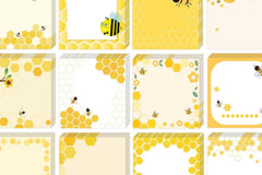 Bee themed sticky notes with honeycomb and bee designs that complement the cheerful yellow style of the Bee Kind Appreciation Box.