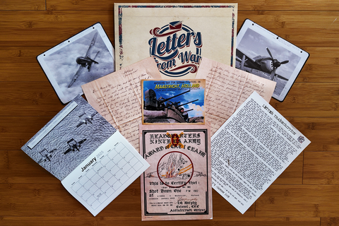 Historical letters and postcards featured in the Letters From War - The WWII History Package subscription box