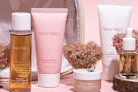 Vely Vely premium k-beauty skincare set with travel bag and tips on prevention and fighting the 7 major signs of aging