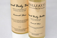 This handcrafted liquid body butter is suitable for all skin types and can be used on the body, and hands, and even as a hair moisturizer.