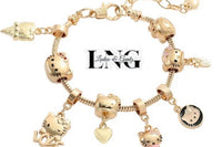 Vintage Kitty Charm Bracelet with Cupcake and Teapot / Cute and Collectible Jewelry