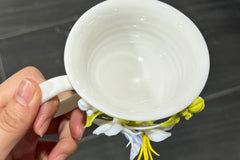 Hand Sculpted Floral Ceramic Art，a one of a kind coffee mug or a handcrafted tea cup.Enjoy with afternoon reading or during teatime.