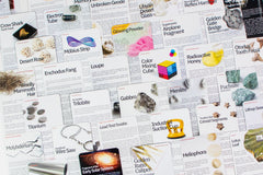 a collage of the informative research cards included with each item in the matter subscription box!!