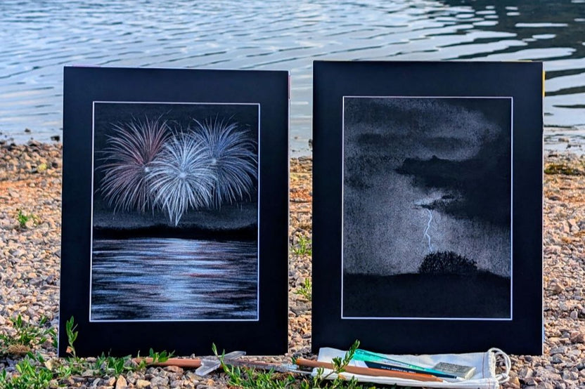 Our July 2026 Art Box, will include the drawings, Stormy Night and Binding Tide.  Come and get dirty with us and create.
